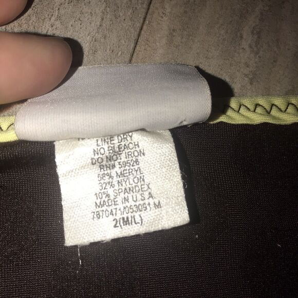 Vintage 90s Becca swim skirt wrap brown polka dots lime yellow sz M/L - Picture 5 of 7